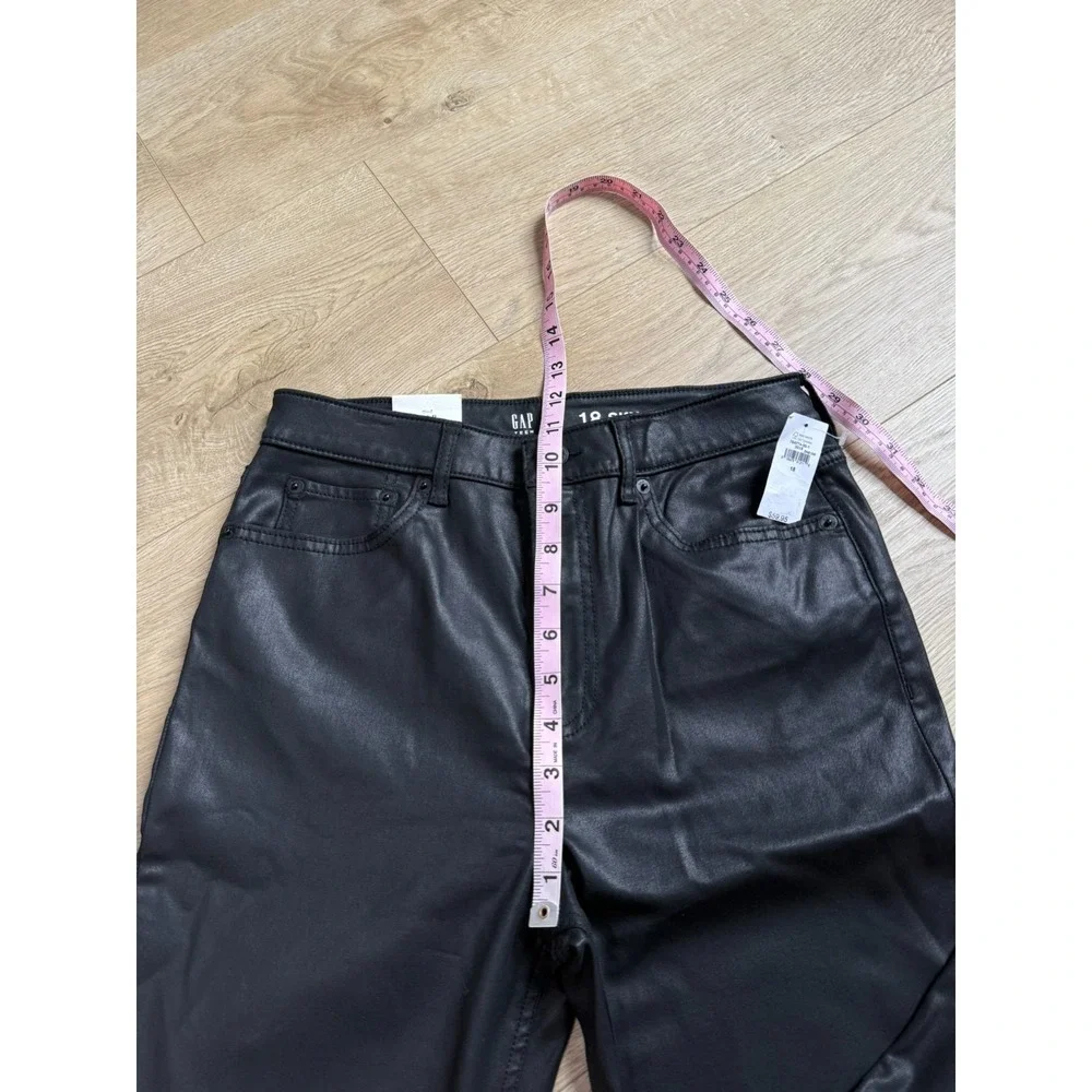 NWT Girls GAP Teen sky high skinny faux leather shinny jeans black stretch 18